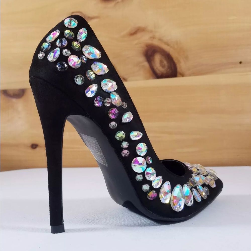 Black multi gem stone covered pump - Picture 7 of 8